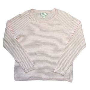 Christopher & Banks Sweater Womens M Ribbed Crewneck Pullover Light Pink